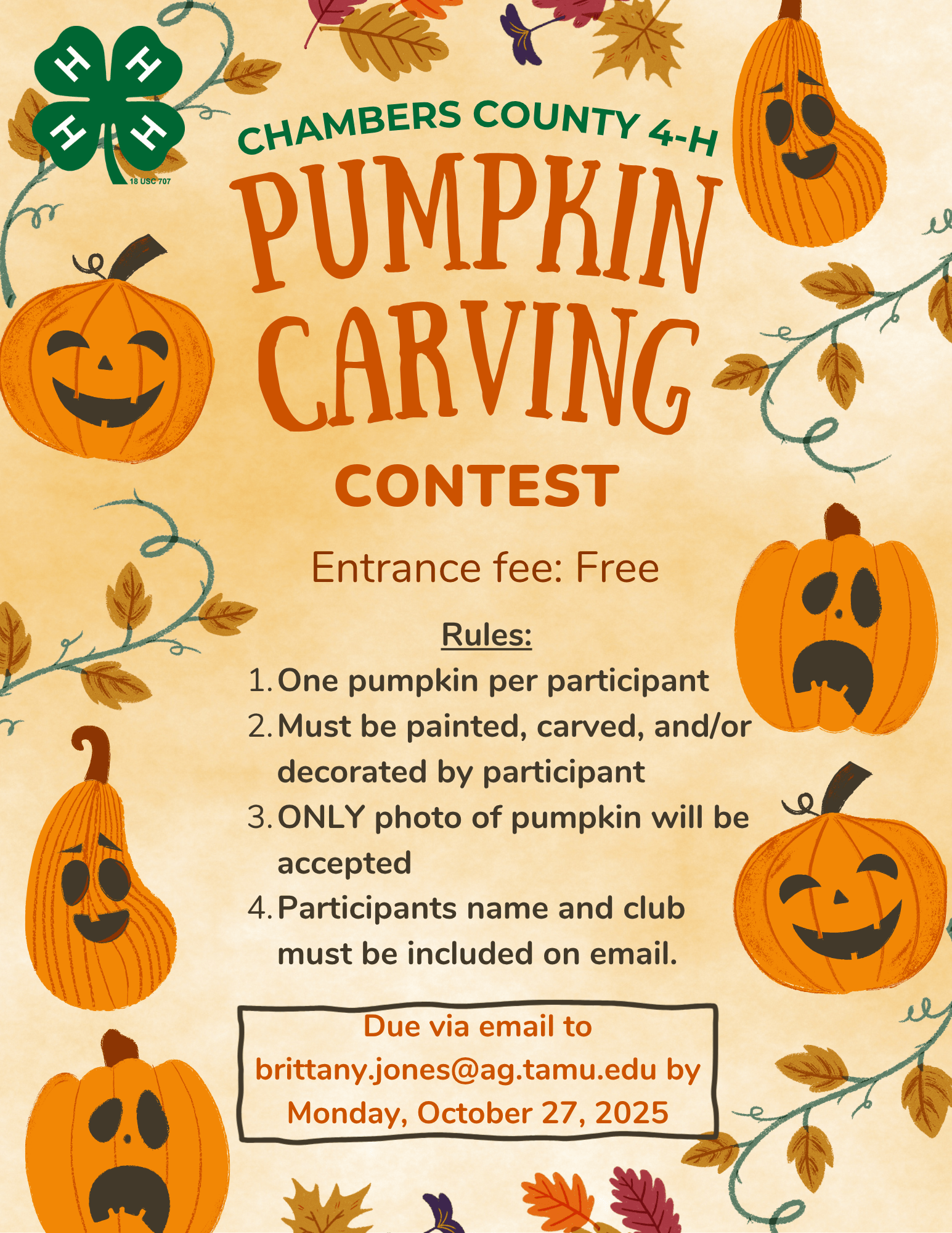 Pumpkin carving contest information.