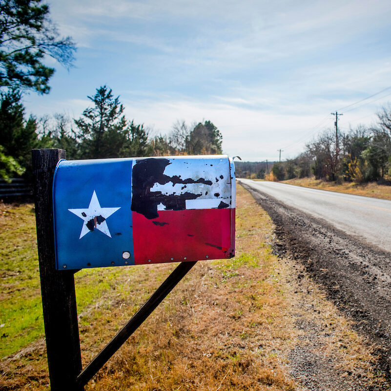mailbox with a Texas flag painted on it
