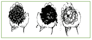 diagram of hands holding different types of soil
